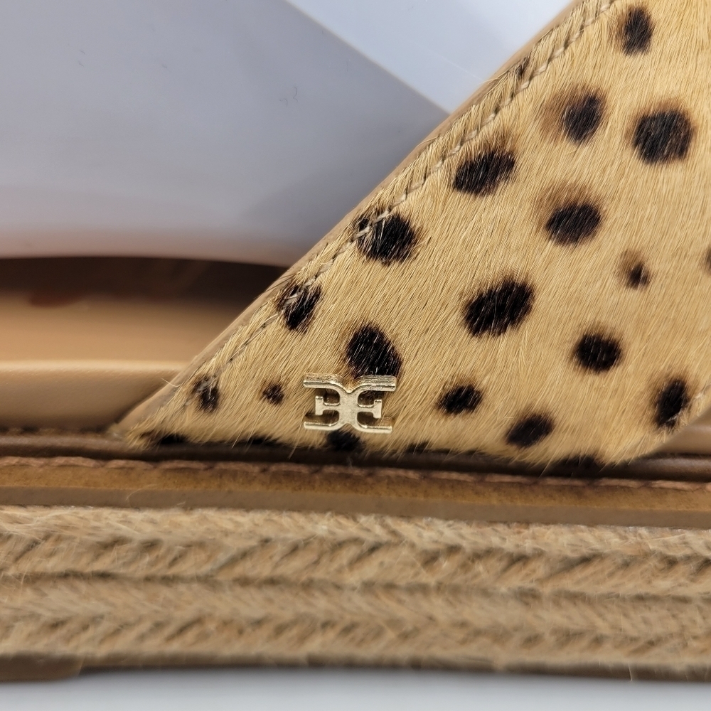 SAM EDELMAN Korina Tan Cheetah Print Platform Sandal Sz 7.5 - Picture 10 of 12